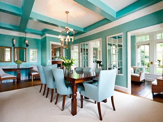 Teal dining room decor