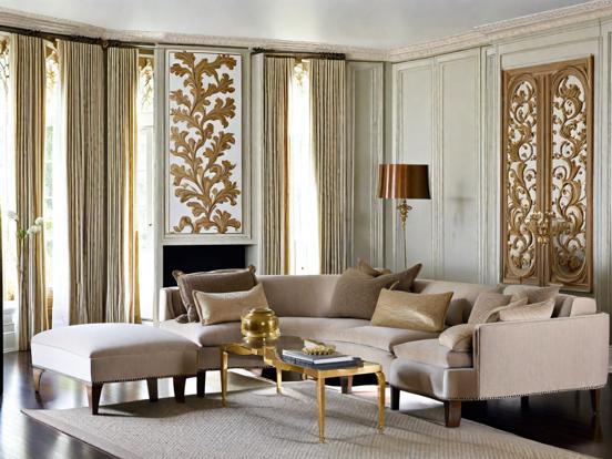 Gold trimmed luxe living room