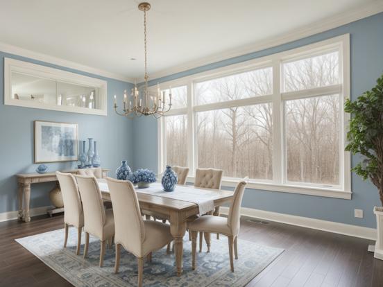 Blue dining room table chairs