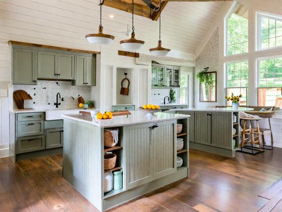 Bright sunny kitchen island