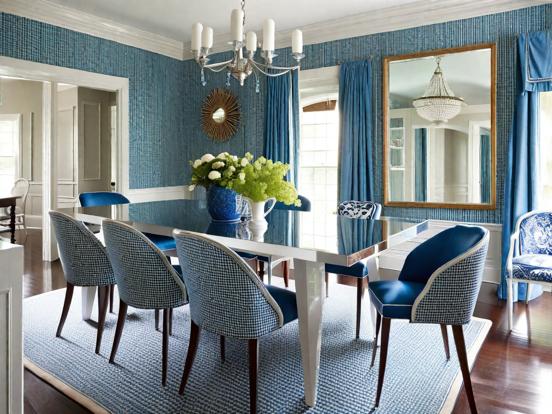 Blue dining room table set