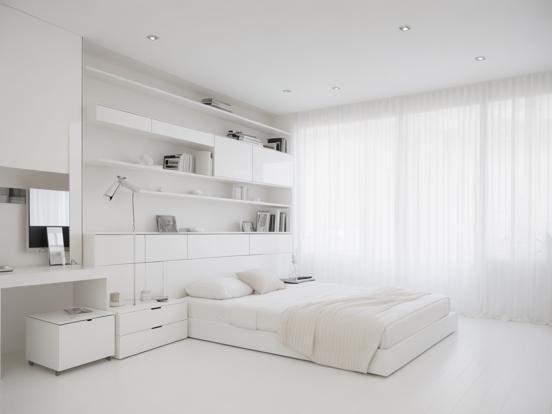 White minimalist bedroom setup