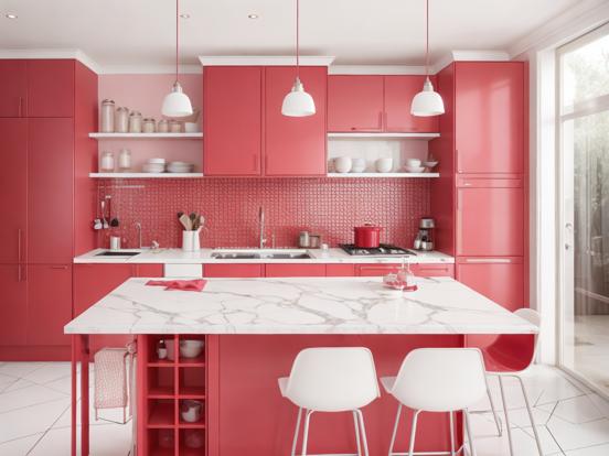 Modern kitchen with red accents