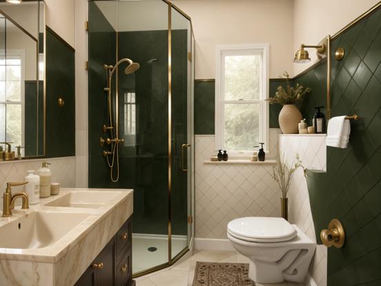 Premium green gold bathroom