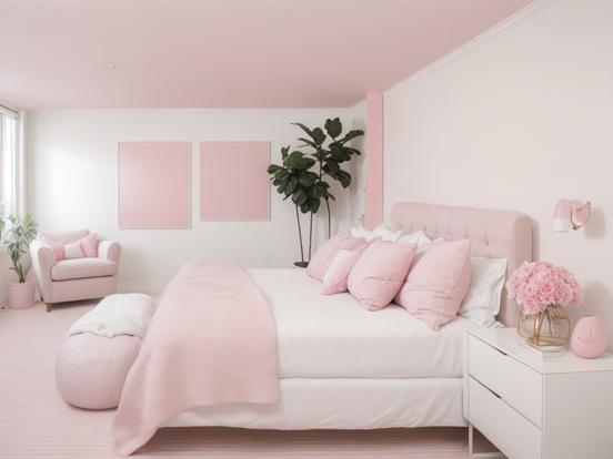 Pink girly bedroom with decor