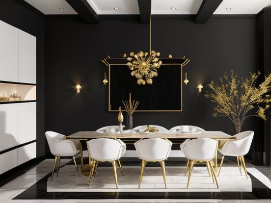 Black gold dining room decor