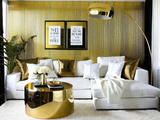 Gold black living room decor