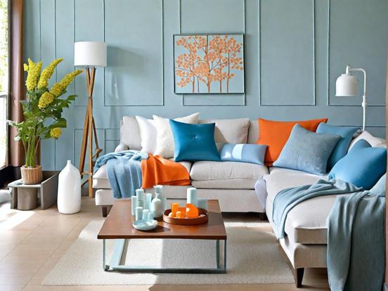 Cozy blue living room decor