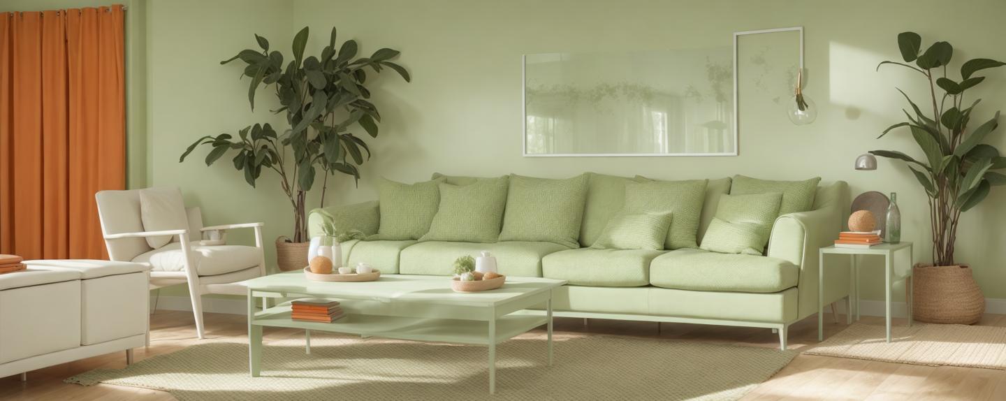 green and orange living room