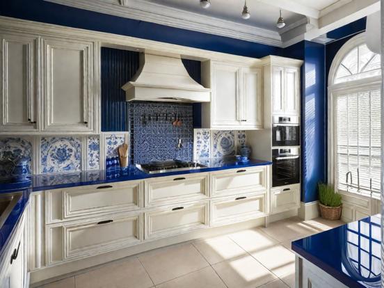 Blue white luxury kitchen design