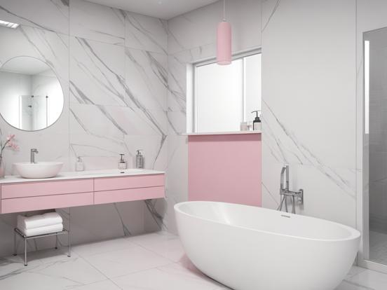 Luxury pink white bath design