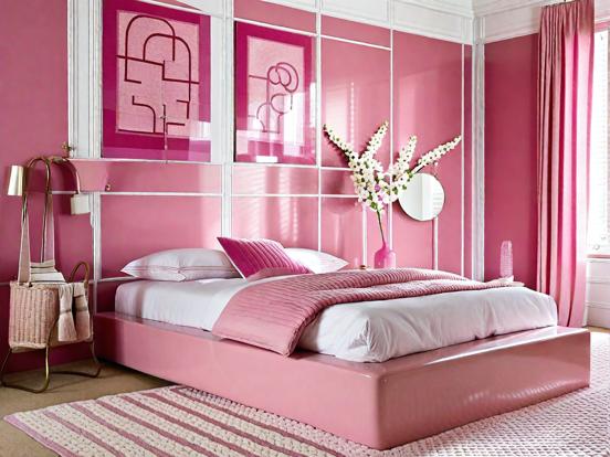 Closeup of girly pink bedroom