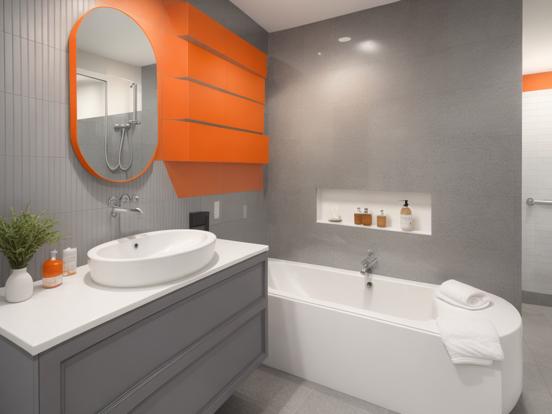 Modern orange white bathroom