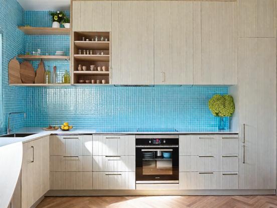 light blue kitchen