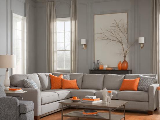 Cozy gray living room bay window