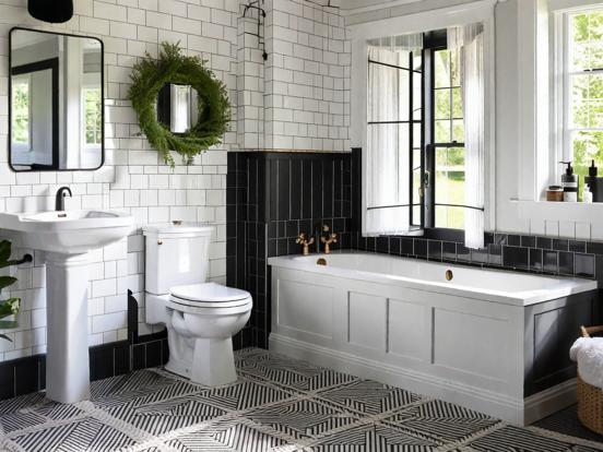 Black white tiled bathroom