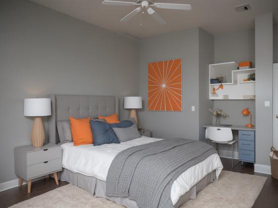 Teal orange bedroom decor