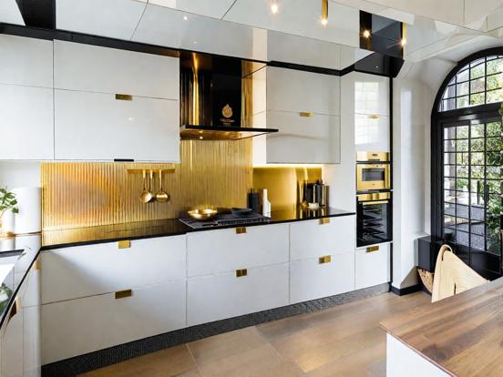 Luxury kitchen with gold accents