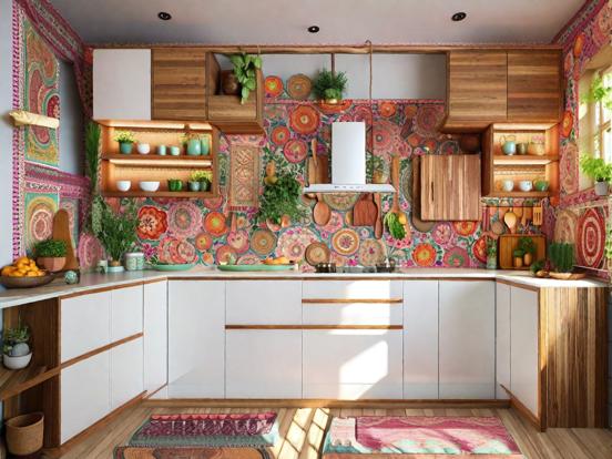 Colorful 70s kitchen closeup