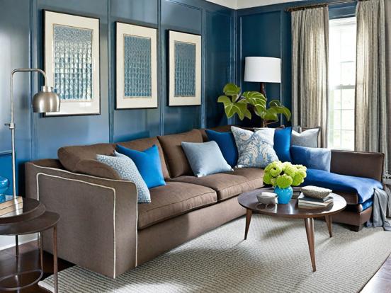 Blue living room couch lamp