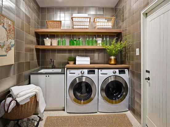 Compact laundry room setup