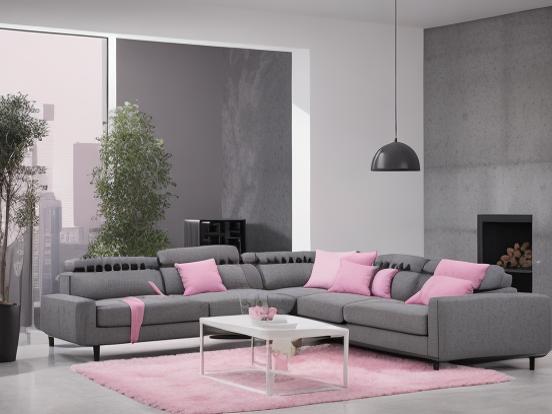 Warm pink grey modern living room