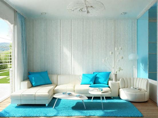 light blue living room