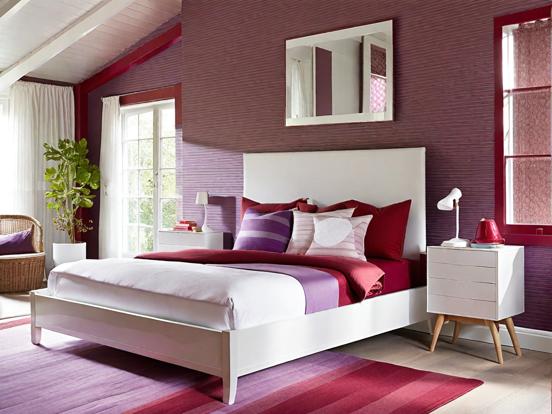 Bright purple serene bedroom