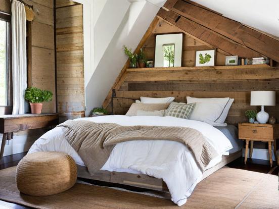 Cozy loft bed with wood decor