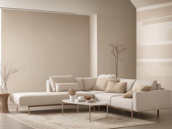 Cream living room sectional table