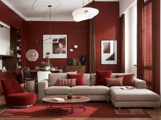 Bright red living room decor