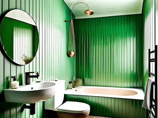 Green art deco bathroom closeup