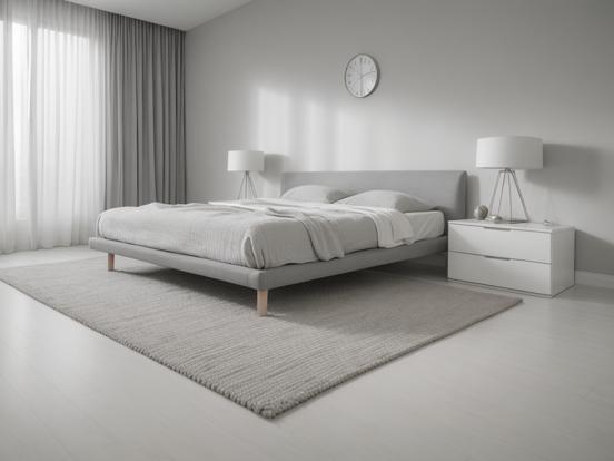 Minimalist white bedroom render