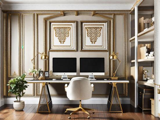 Home office with ornate desk