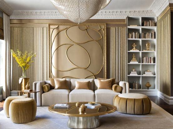 Luxury gold trim living room