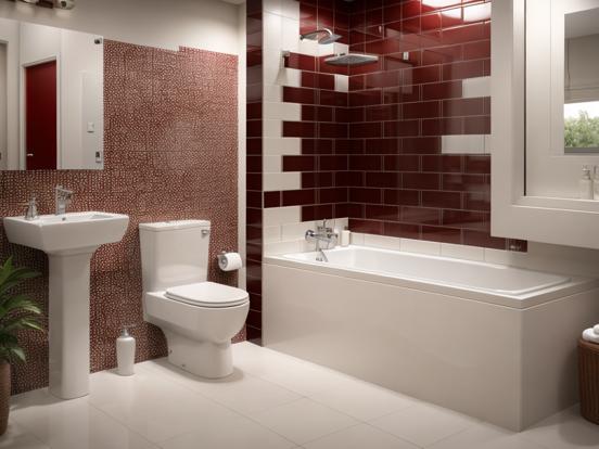 Modern red grey bathroom design