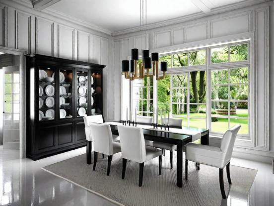 Elegant black white dining room