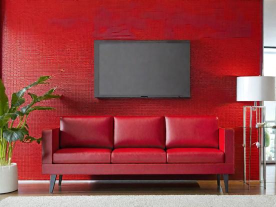 Red couch closeup in living room