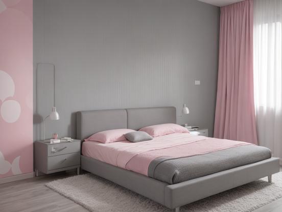 Pastel pink grey Nordic bedroom