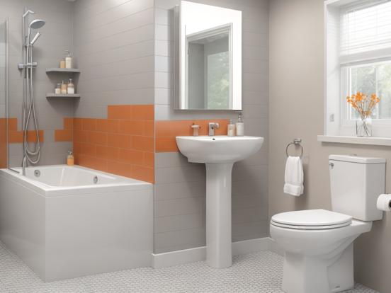 Modern teal orange bathroom