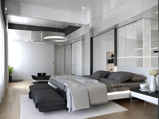 Futuristic serene bedroom setup