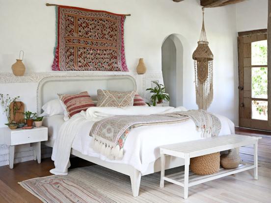 Boho chic serene bedroom