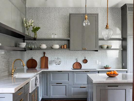 Kitchen sink counter silver blue marble