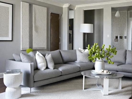 Gray living room couch table