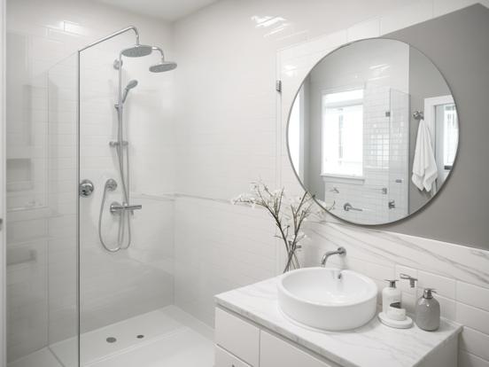 White sink shower modern bathroom