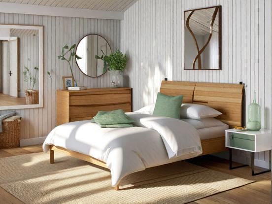 Serene sunny Scandi bedroom