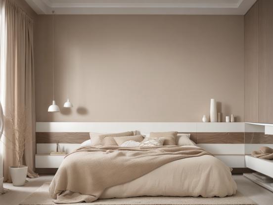 Minimalist beige bedroom decor