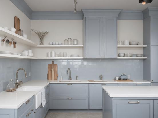 Blue silver kitchen sink shelf