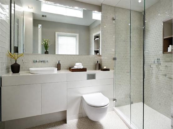 Modern sleek white bathroom interior