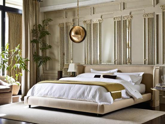 Serene gold accented bedroom